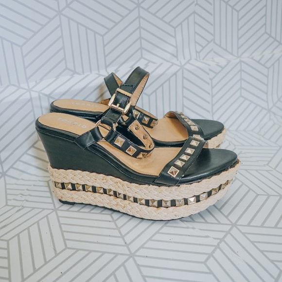 torrid Shoes - Torrid  Black Jute Studded Wedge